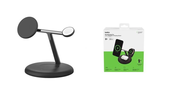 Зарядний пристрій бездротовий Belkin 3в1 Magnetic Adjustable Pad Qi2 15Вт, чорний