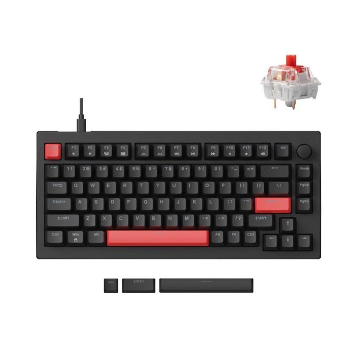 Клавіатура механічна Lemokey X4 84Key, Keychron Brown, USB-A, QMK/VIA, Hot-Swap, EN/UKR, RGB, чорний