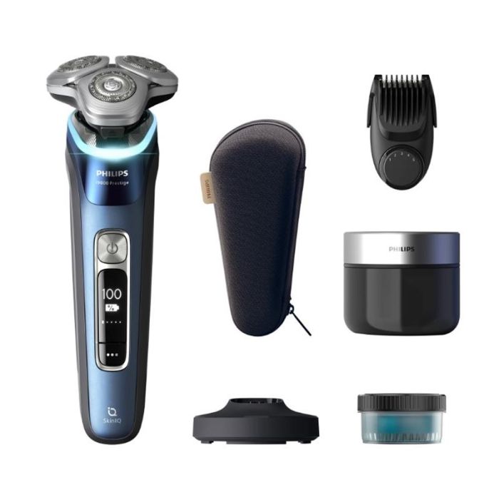 Бритва електр. Philips Series i9000 Prestige SkinIQ,  бритв.головок-3, Li-Ion, сух.+волог., індикатор заряду, твердий чохол, синій