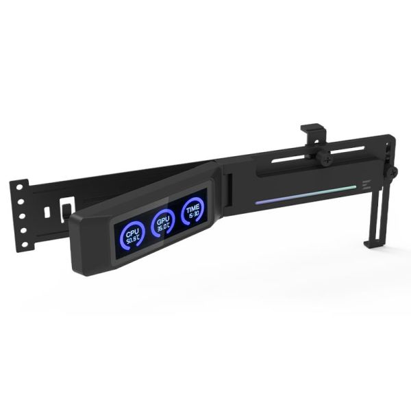 Тримач VGA з дисплеєм Zalman ZM-VS3 DS,  5V 3Pin ARGB, USB 9Pin ARGB, чорний