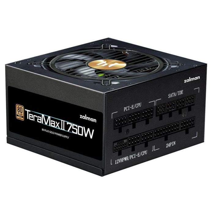 Блок живлення Zalman Teramax 2  (750W), >90%, 80+ Gold, 120мм, 1xMB 28pin (18+10), 2xCPU 8pin(4+4), 3xMolex, 8xSATA, 3xPCIe 8pin(6+2), 1xPCIe GEN5 16pin, Fully