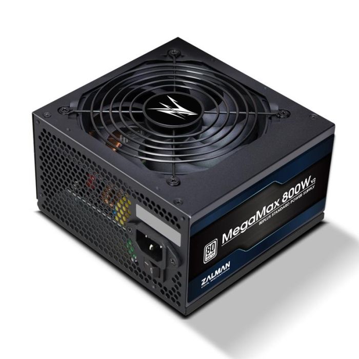 Блок живлення  Zalman Megamax  (800W), 83%, 80+ White, 120мм, 1xMB 24pin(20+4), 2xCPU (8pin+(4+4)pin) 4xMolex, 8xSATA, 4xPCIe 8pin(6+2)