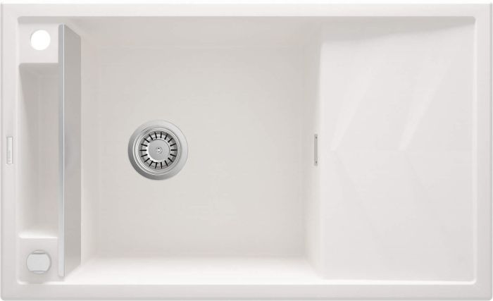 Мийка кухонна Deante Magnetic, граніт, прямокут., з крилом, 820х500х219мм, чаша - 1, накладна, алебастр