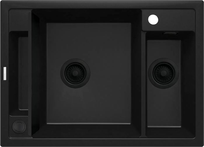 Мийка кухонна Deante Magnetic, граніт, прямокутник, без крила, 690х500х219мм, чаша - 1.5, накладна, черний